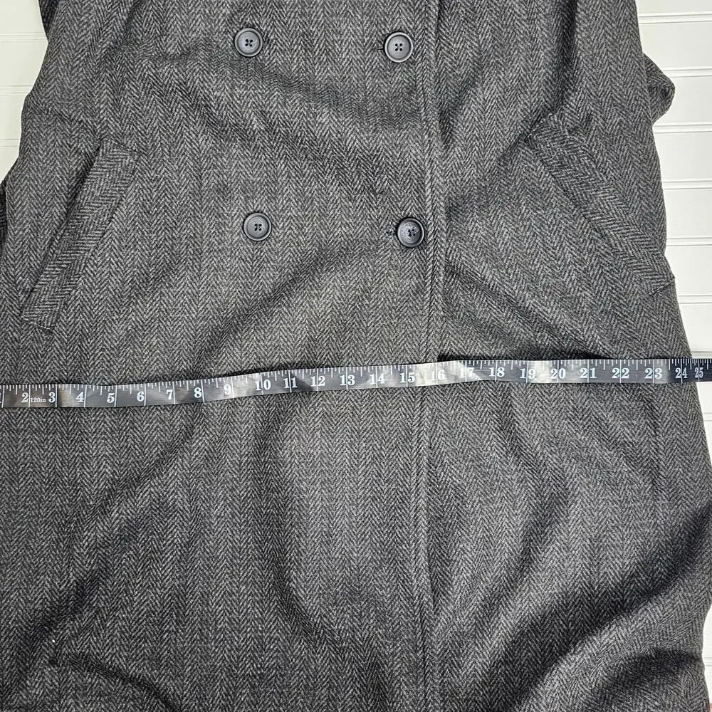 The Drop Jessy Grey Herringbone Double Breasted Long Overcoat Women's Size L NWT - Picture 16 of 16